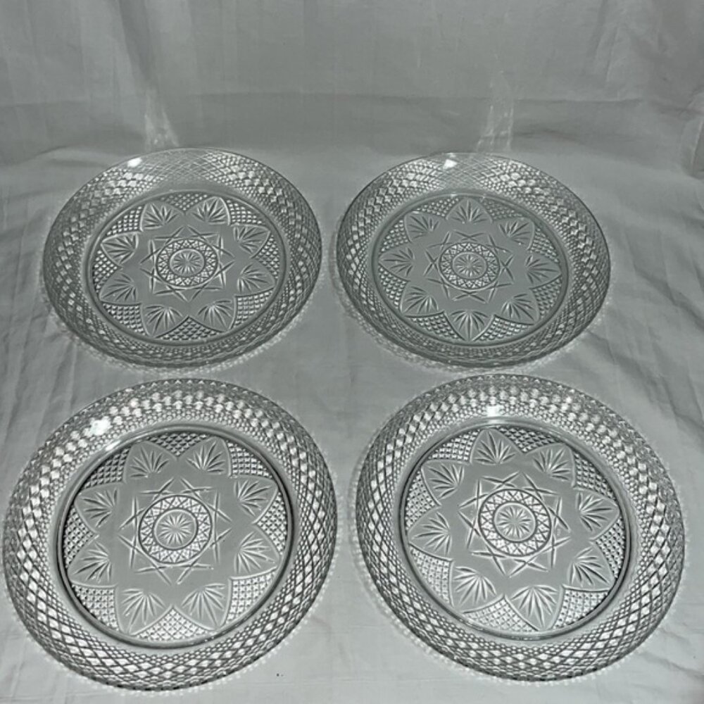 4 Cristal D'Arques-Durand Antique Clear 10 1/4" Dinner Plates